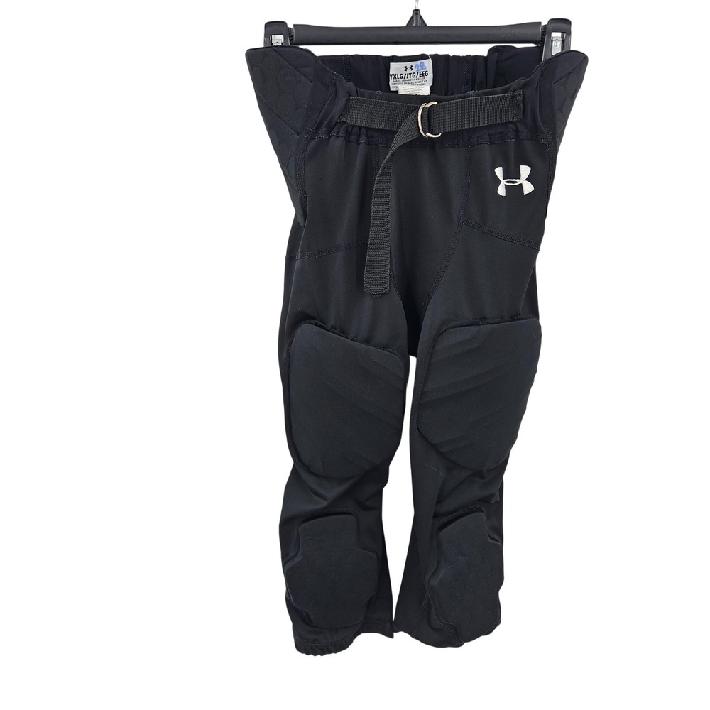 Under Armour Youth X-Large YXL Football‎ Pants Black Integrated Padded Heat Gear